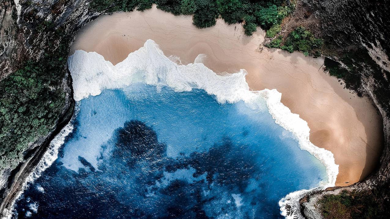 风景海洋天堂大海沙滩航拍海浪高清壁纸