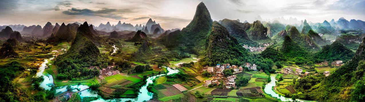 美丽的桂林山水风景5120x1440高清壁纸
