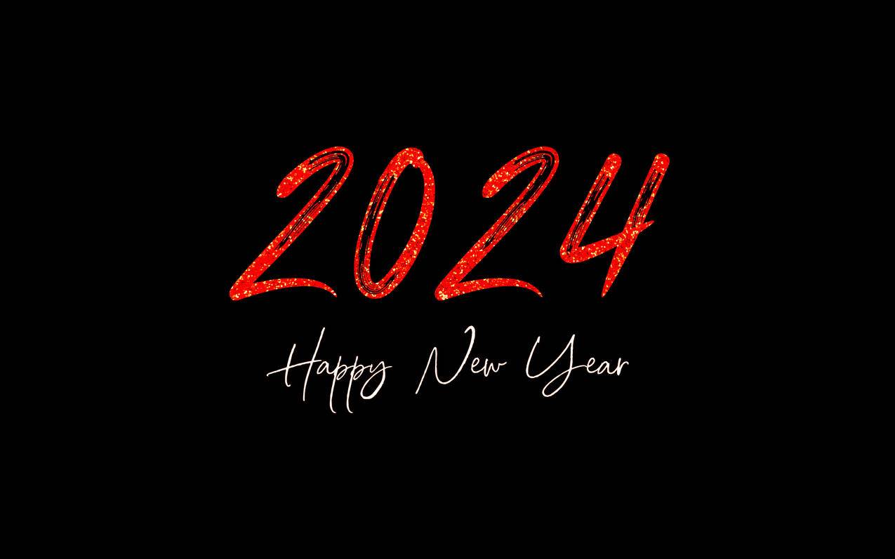 2024新年快乐 红色字体 个性新年4K壁纸	 3840x2400