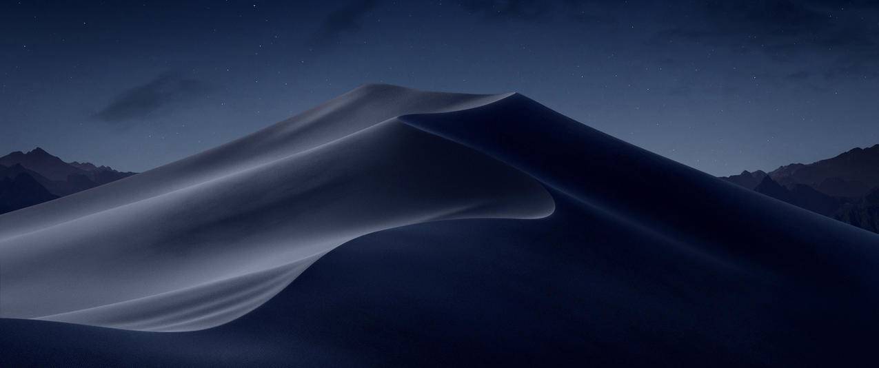 苹果MacOSMojave夜晚沙漠风景带鱼屏壁纸
