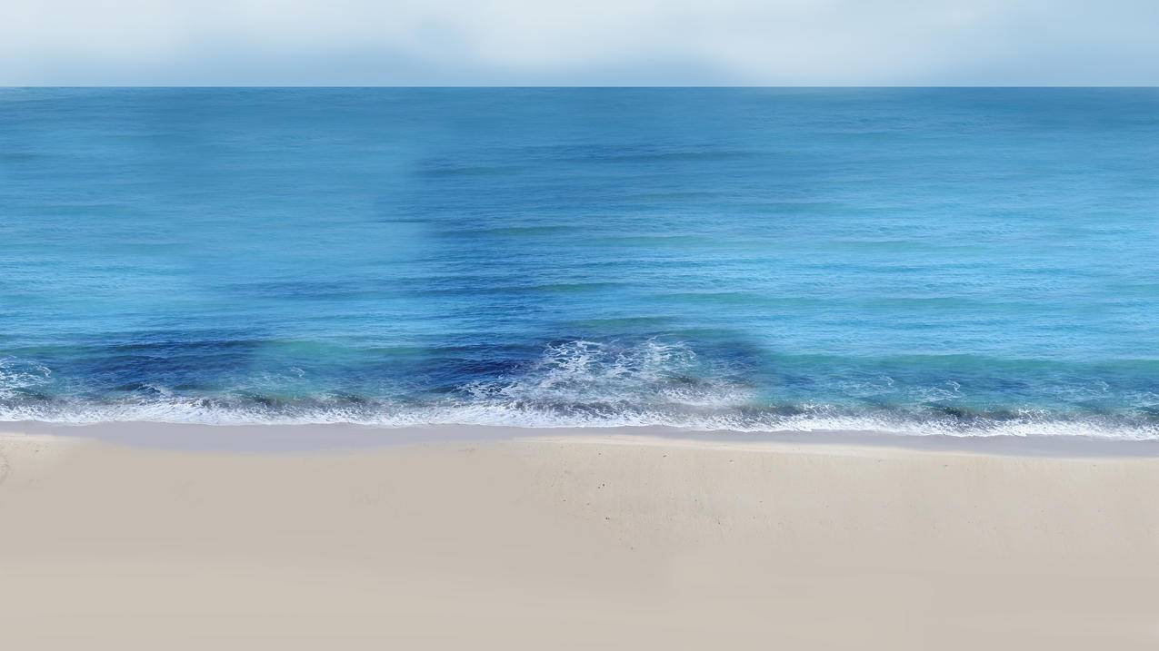 手绘 风景 大海 海滩 海水 4k 电脑壁纸