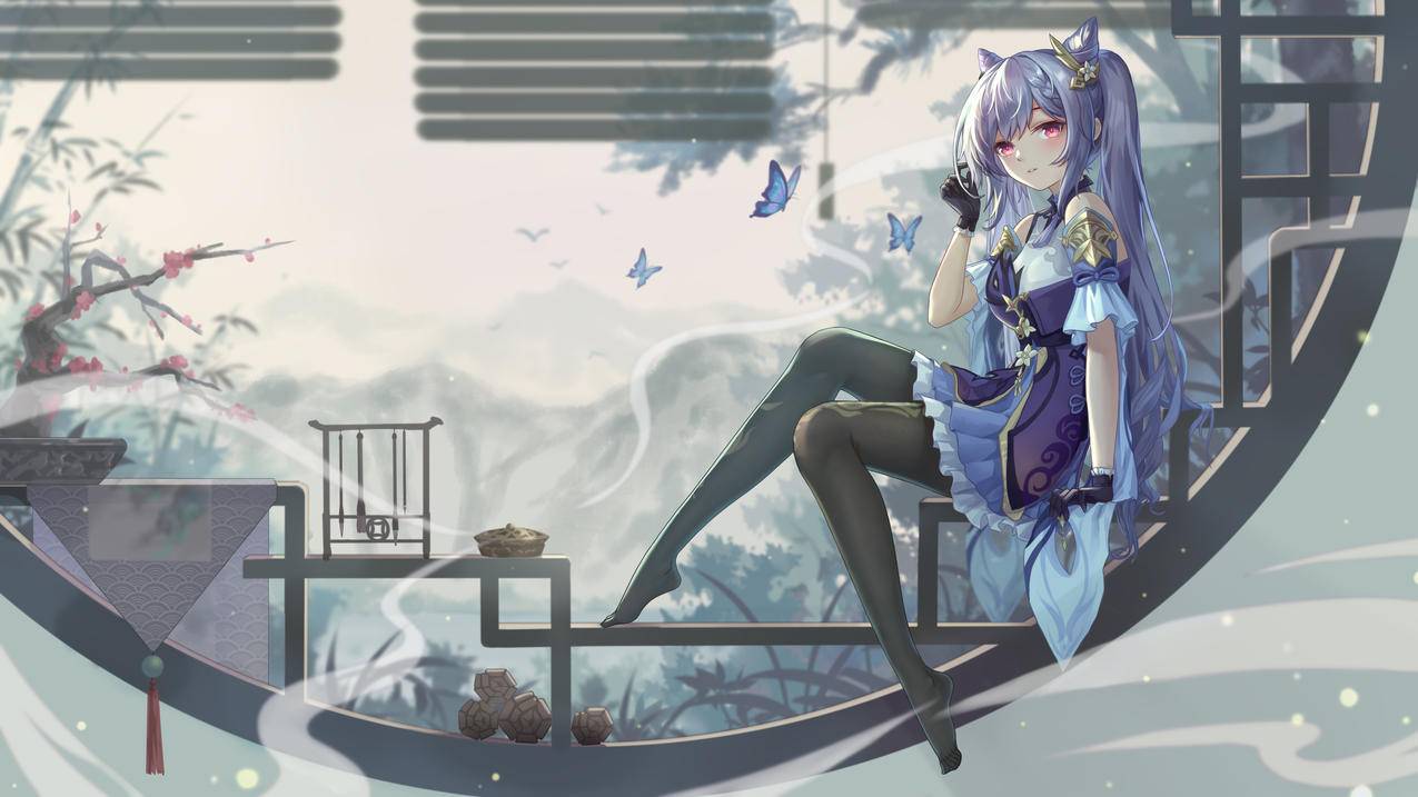 原神刻晴 黑色裤袜 黑丝美腿 4k动漫壁纸3840x2160