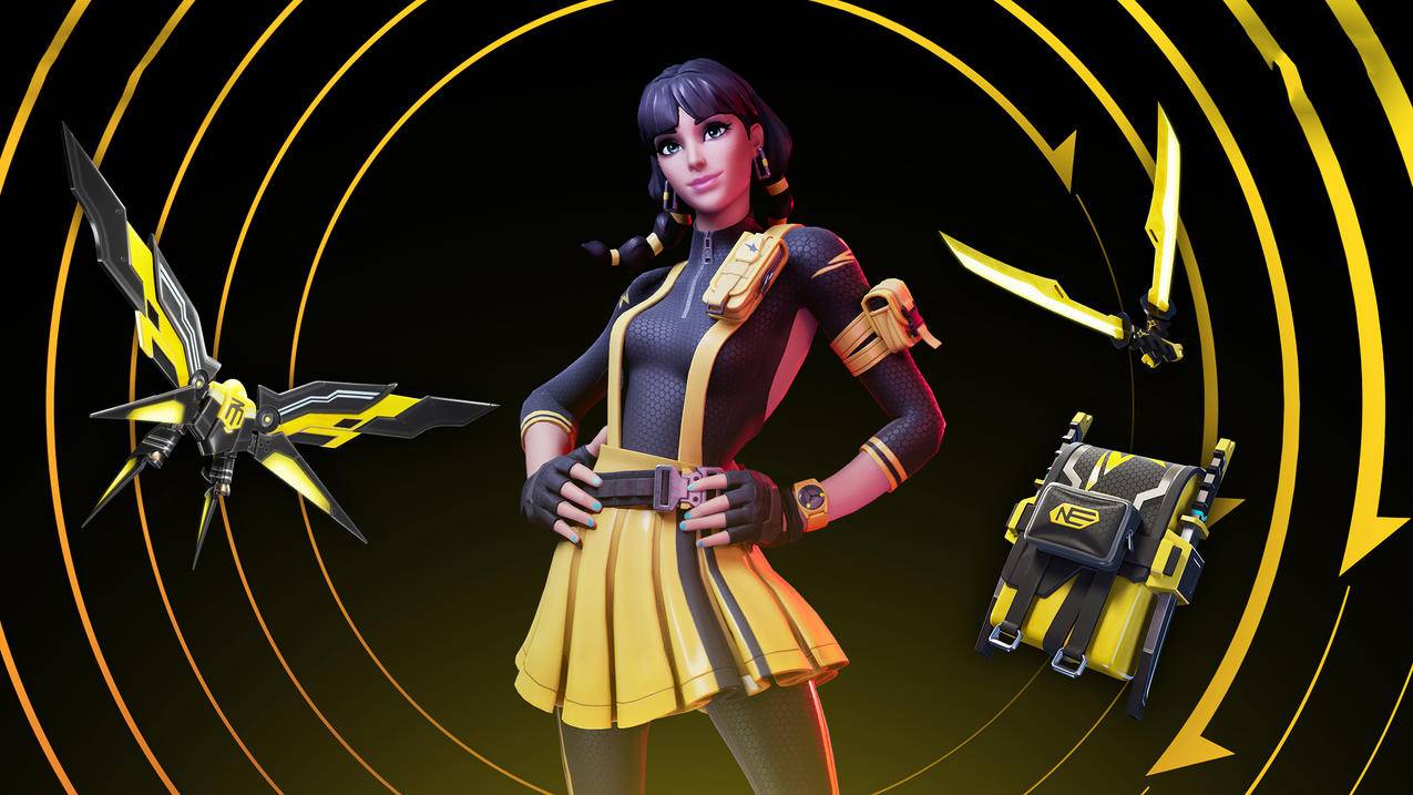 堡垒之夜 Fortnite 黄色背带裙 双马尾女孩 4K高清壁纸