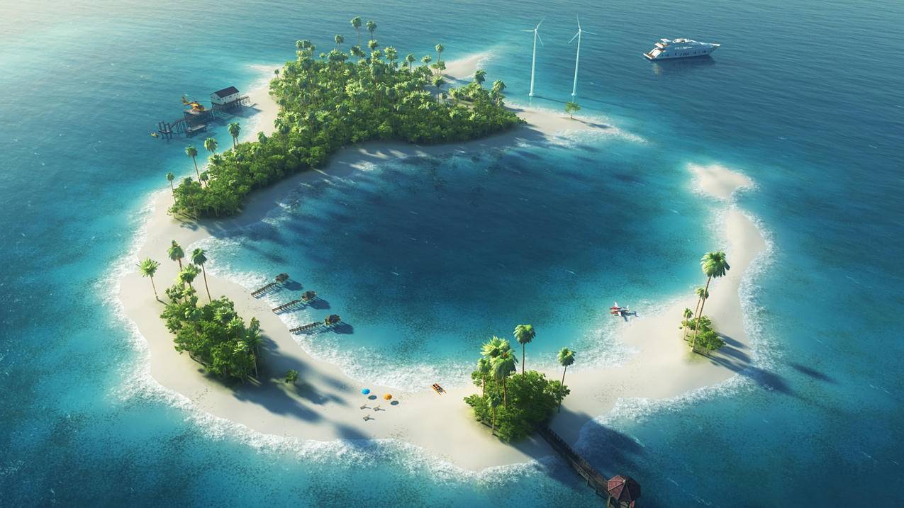 美丽的海洋小岛风景4k壁纸