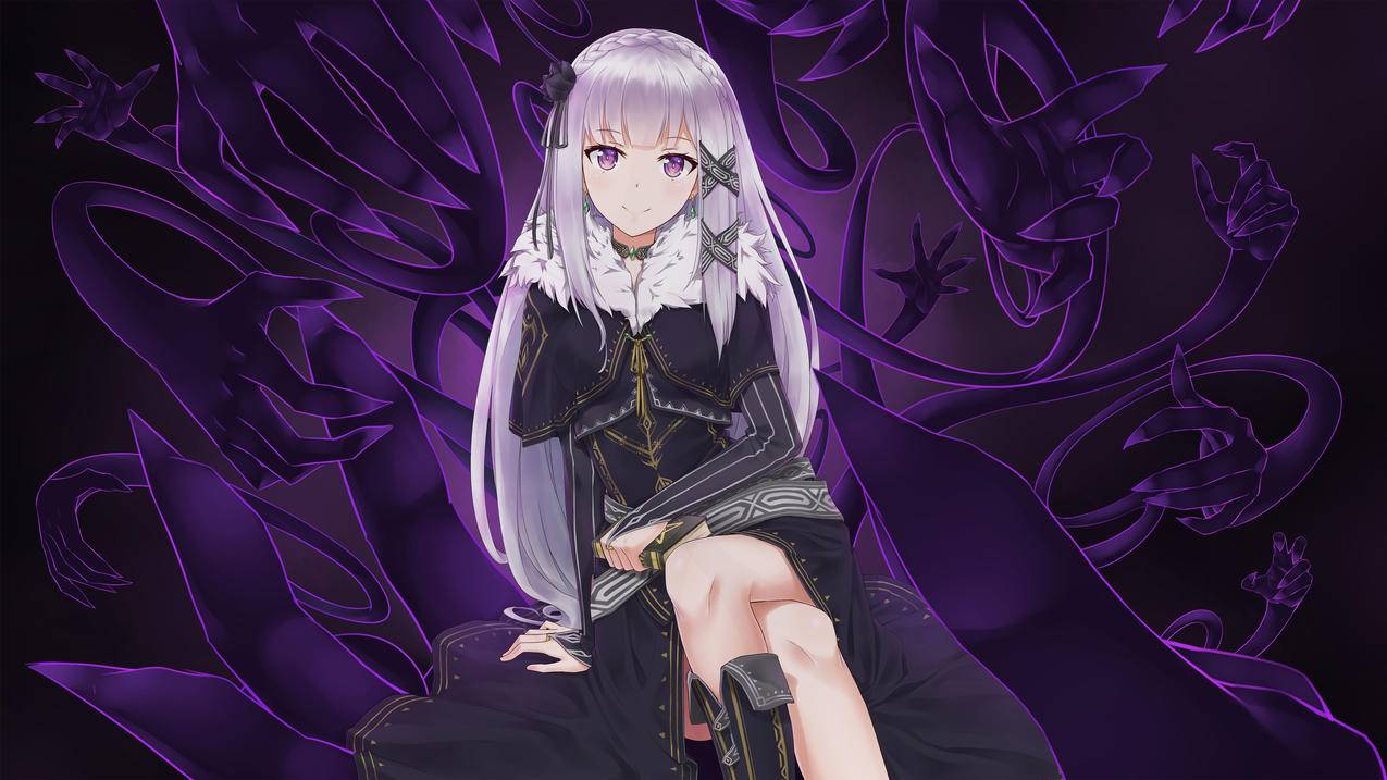 rezero 紫色眼睛 动漫女生 4k高清壁纸