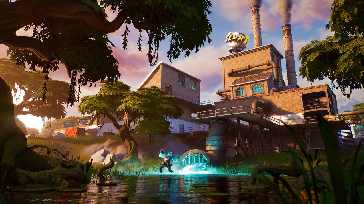 《堡垒之夜fortnite》河水 房屋 树 荷叶 4K高清游戏电脑壁纸
