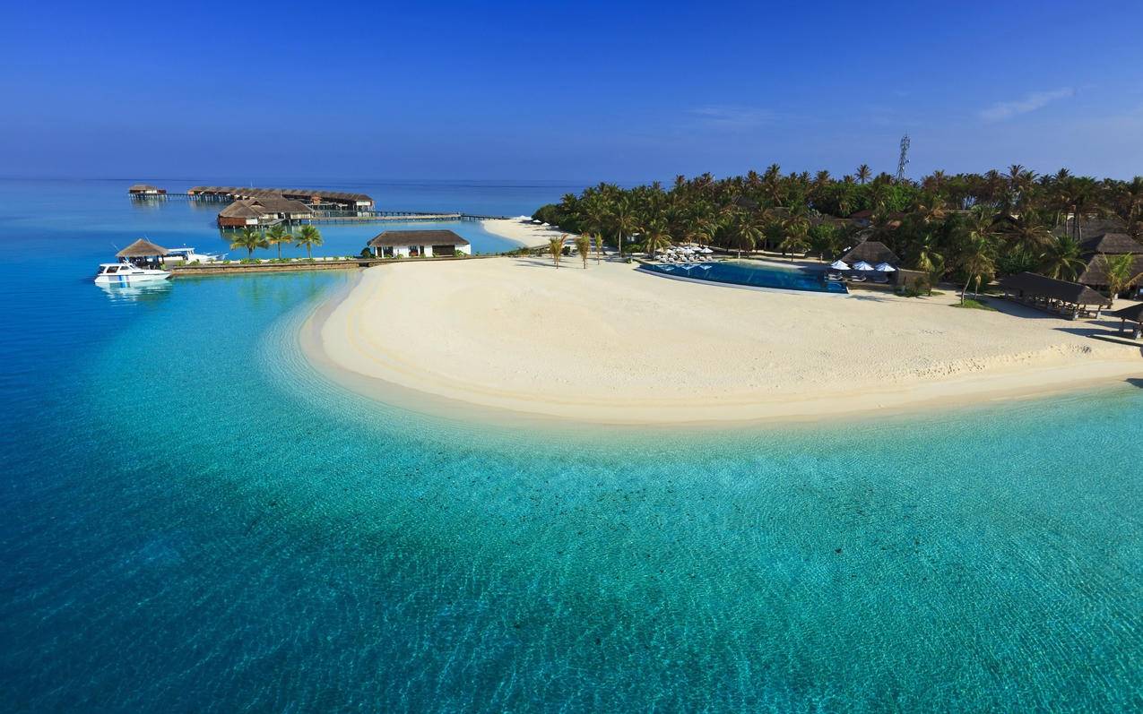 风景海洋天堂马尔代夫岛屿大海碧海蓝天高清壁纸