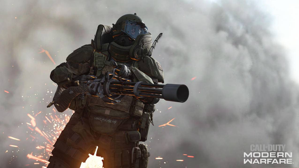 《使命召唤现代战争重制版Call of Duty Modern Warfare Remastered》枪 防护战服 浓烟 4K高清桌面游戏壁纸