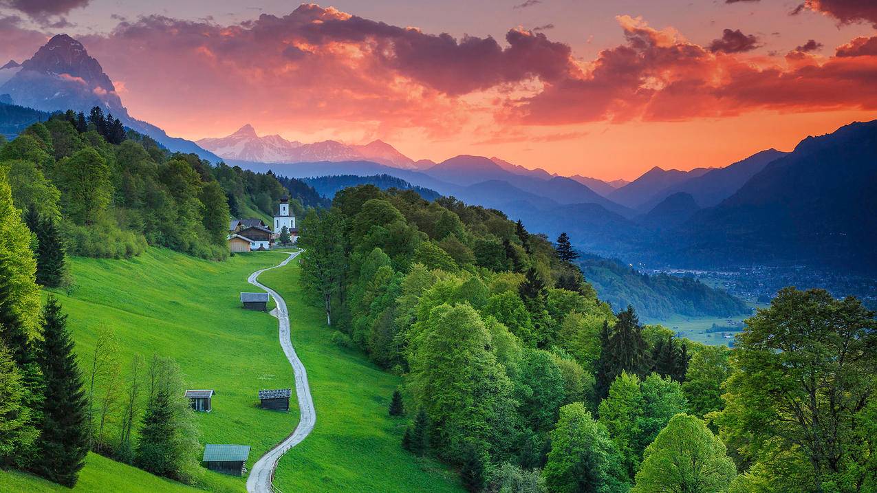 风景自然风光森林德国巴伐利亚加尔米施帕滕基兴高清壁纸