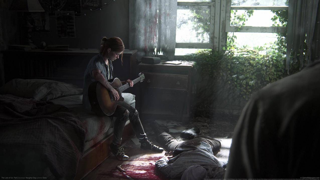 《最后生还者2 The Last of Us Part II》女孩弹吉他 尸体 绿植 4K高清壁纸