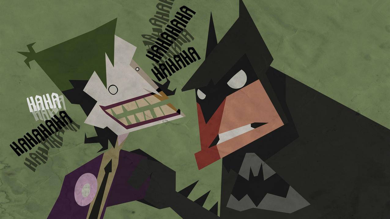 炫酷设计趣味手绘蝙蝠侠小丑高清壁纸