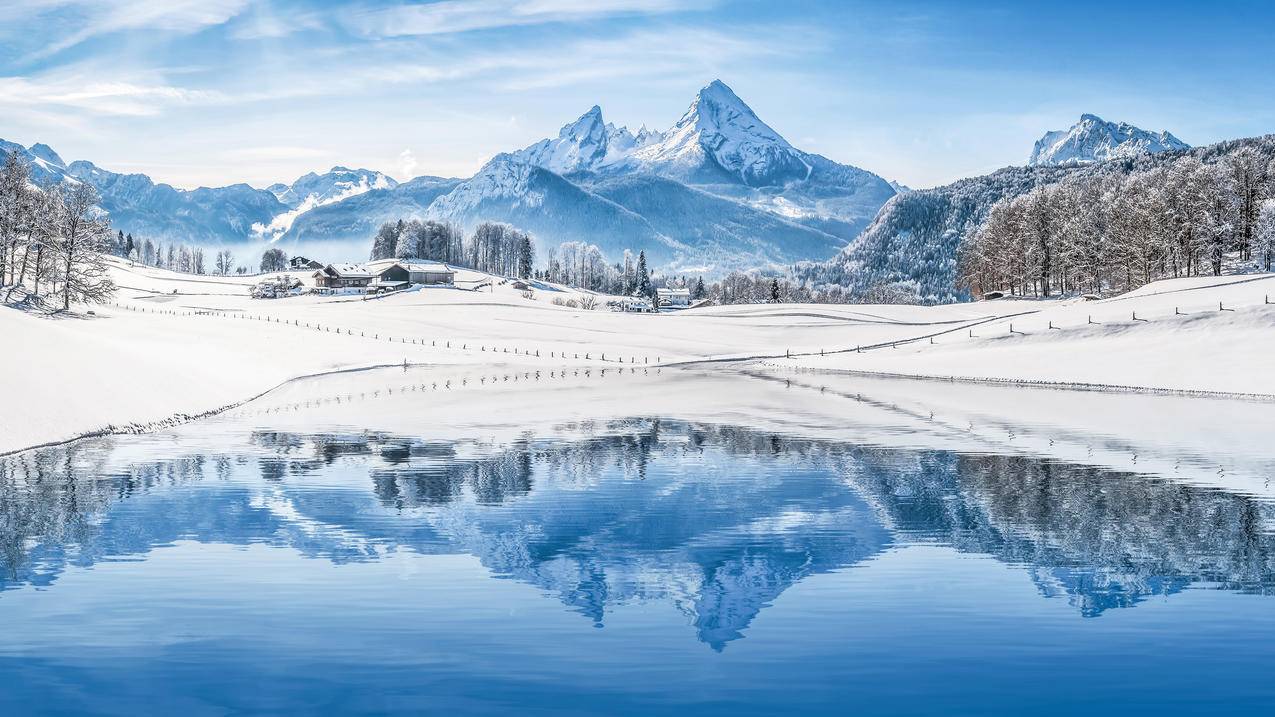 冬季巴伐利亚阿尔卑斯山脉4K风景壁纸3840x2160