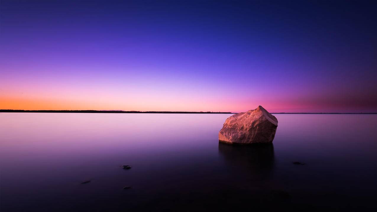 地平线 湖 日落 黄昏 自然 4K风景高清壁纸