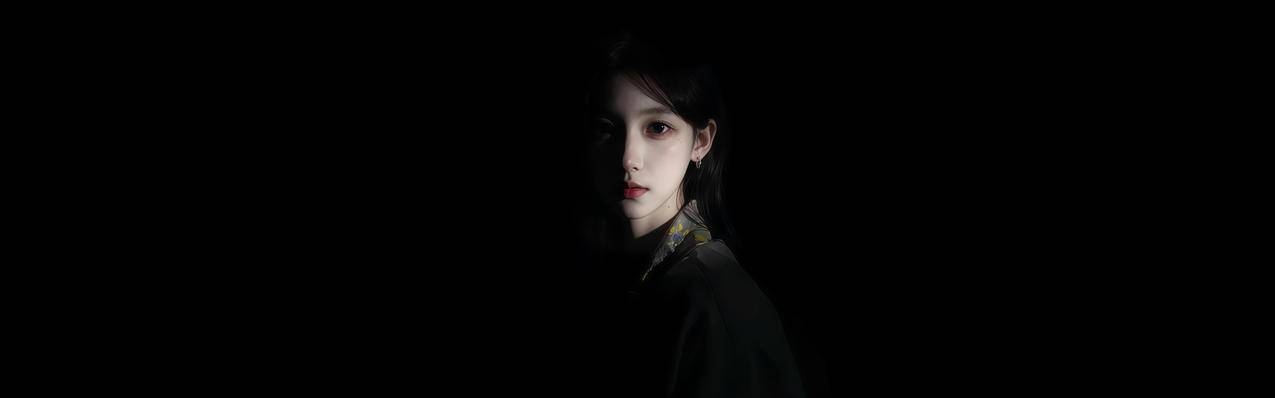 冷艳美女 光影 暗黑系 5120x1600高清壁纸