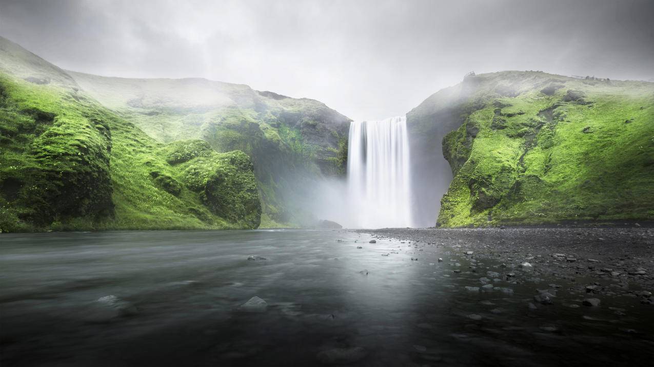 冰岛 瀑布风光 4k风景高清壁纸
