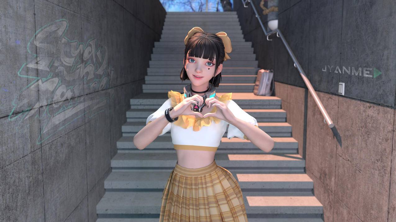 集原美 漂亮裙子 爱心手势4k动漫壁纸 4k手机壁纸