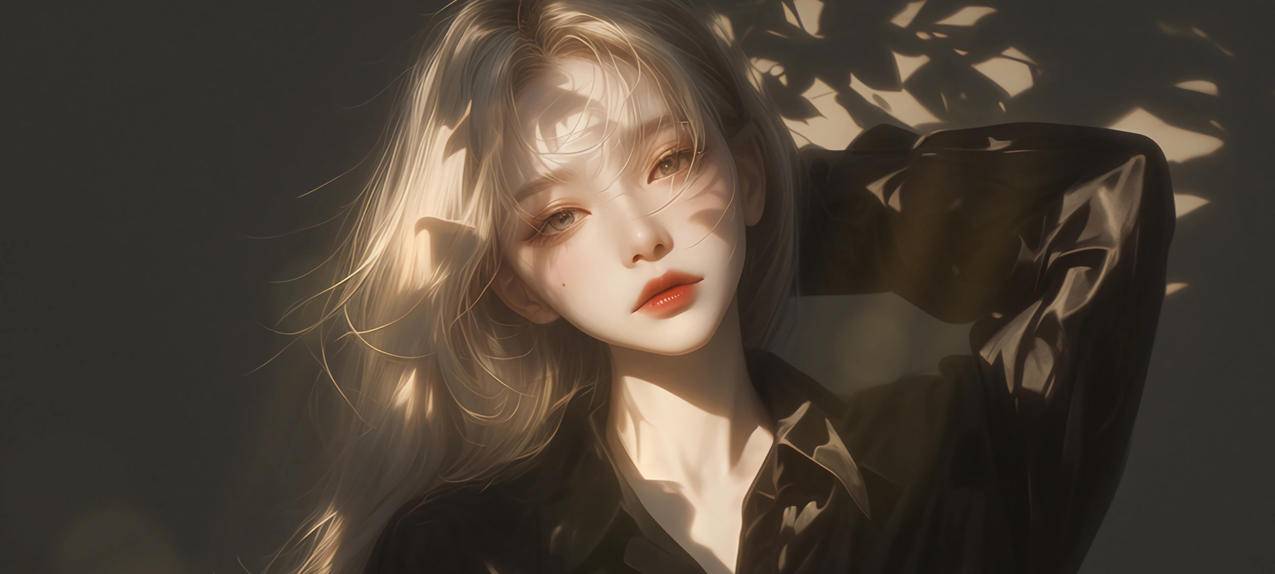 暗色系动漫少女长发2400x1080超清4k壁纸