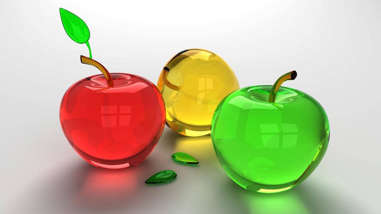 彩色水晶苹果5k图片