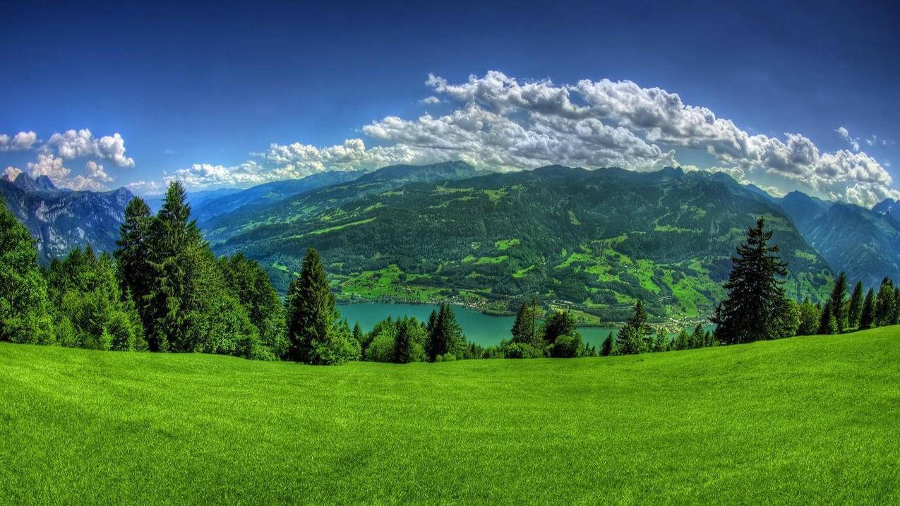 风景自然风景青山绿水蓝天白云高清壁纸