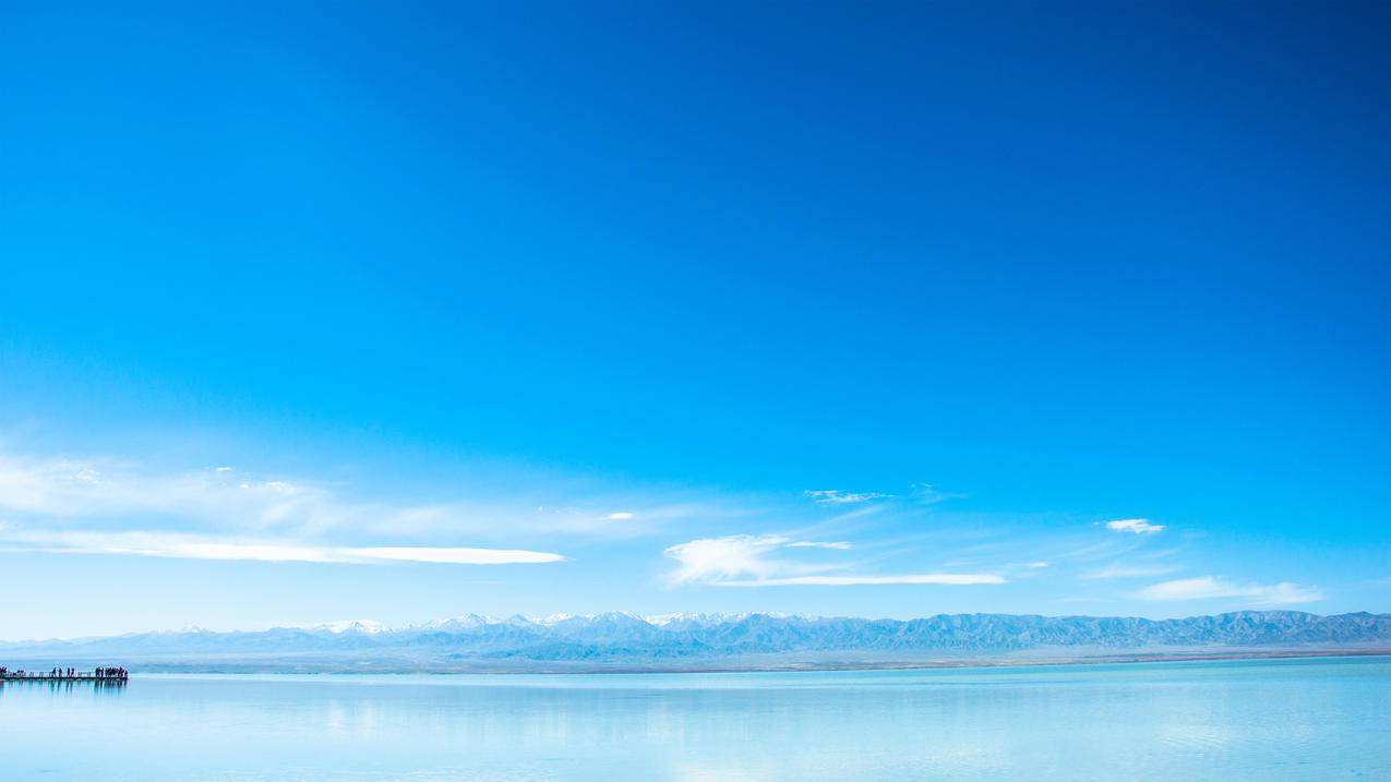 青海湖 蓝天 白云 风景 4k高清壁纸