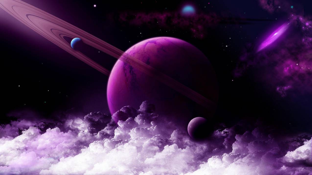 太空紫色星球5k壁纸