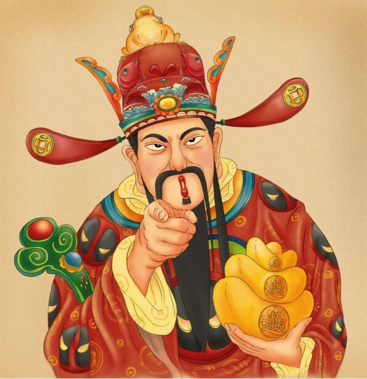 指谁谁发财 财神爷 4K折叠屏手机壁纸图片