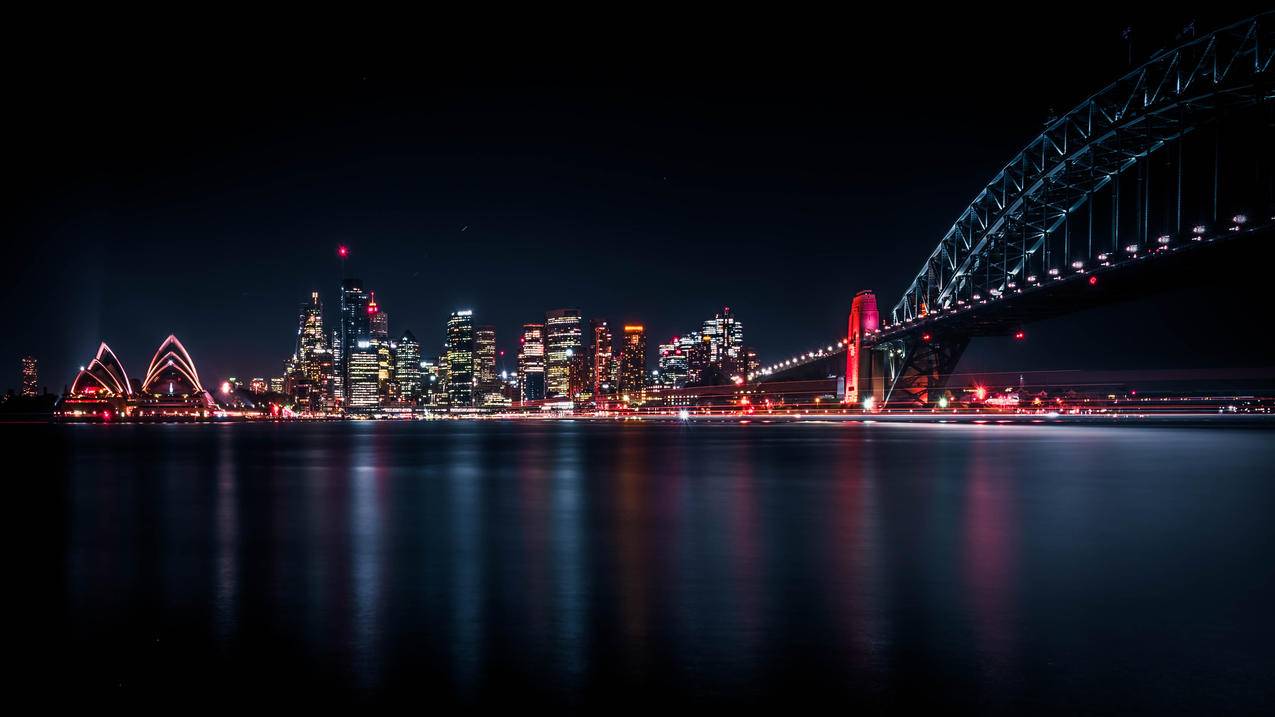 悉尼海港大桥夜景和悉尼天际线4k高清壁纸3840x2160