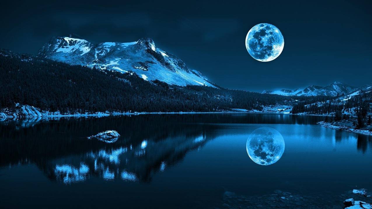 风景奇幻梦境夜空月球高清壁纸