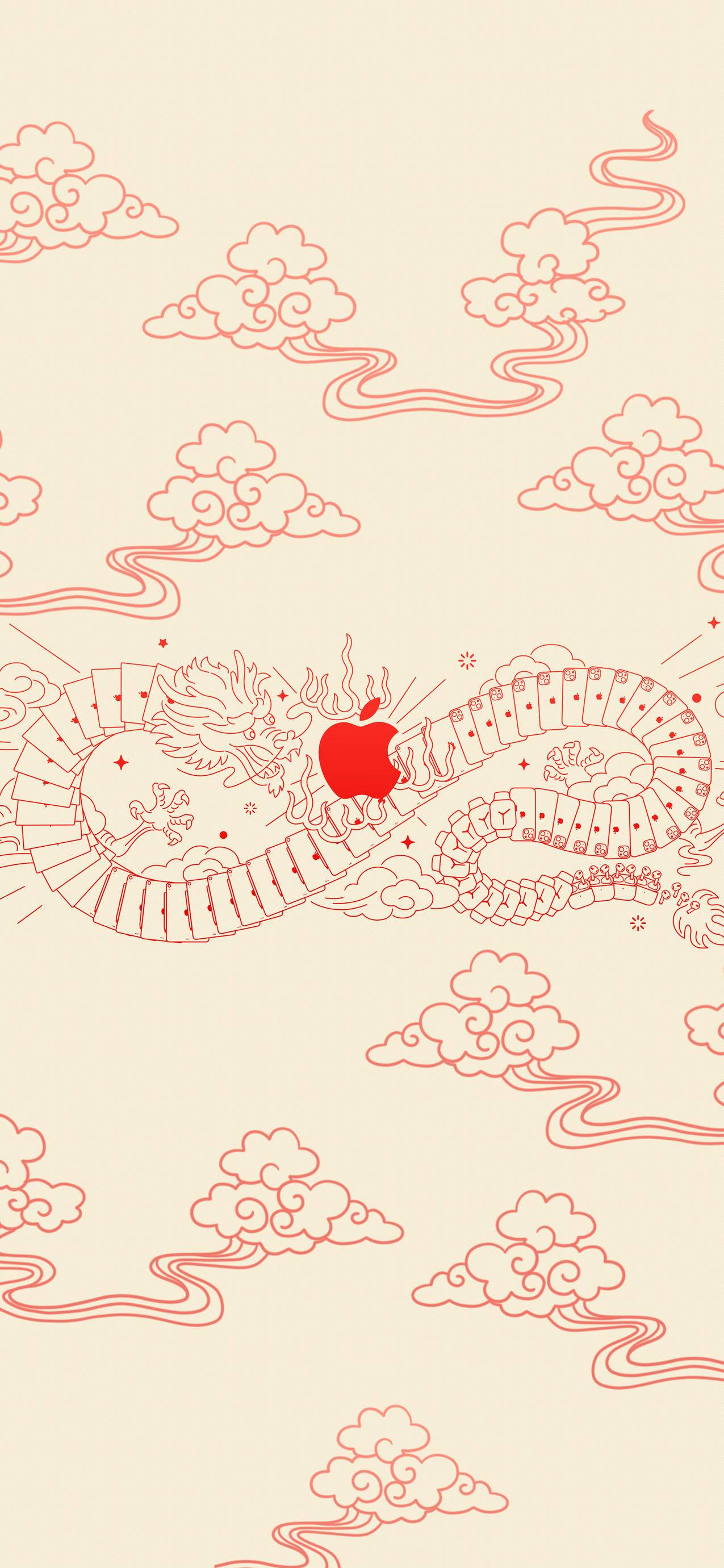 苹果龙年logo 红色苹果 5K手机壁纸