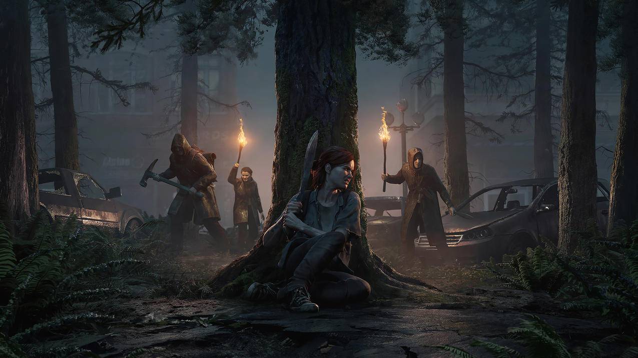 美国末日The Last of Us 树林 火把 女孩 4K高清壁纸