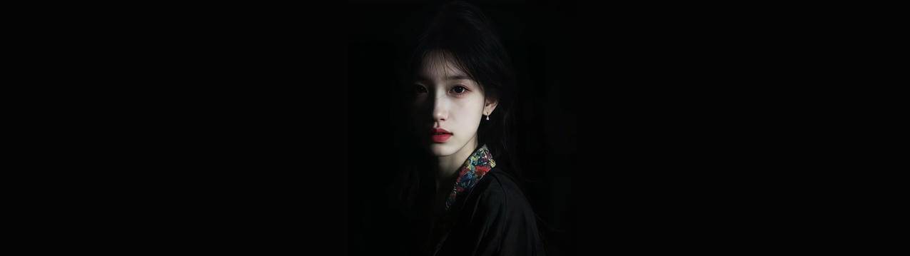 黑色古装 光影美女 古风 暗黑系 5120x1440超高清带鱼屏壁纸