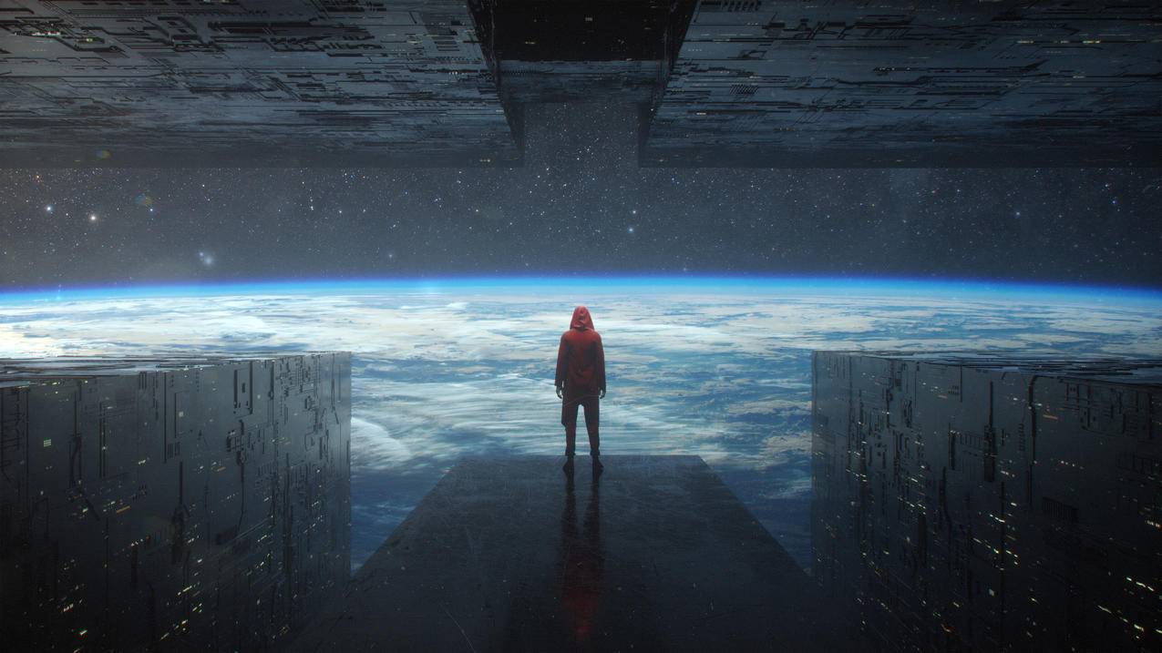 概念、幻想艺术 地球 太空景观 红色外套 4K高清壁纸