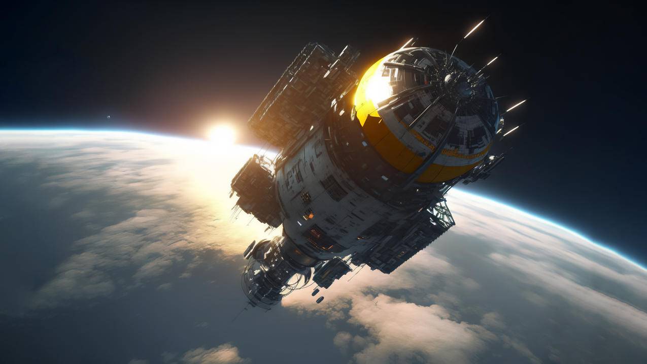 地球 太阳 宇宙 太空飞船 4K 高清 动漫风景 壁纸
