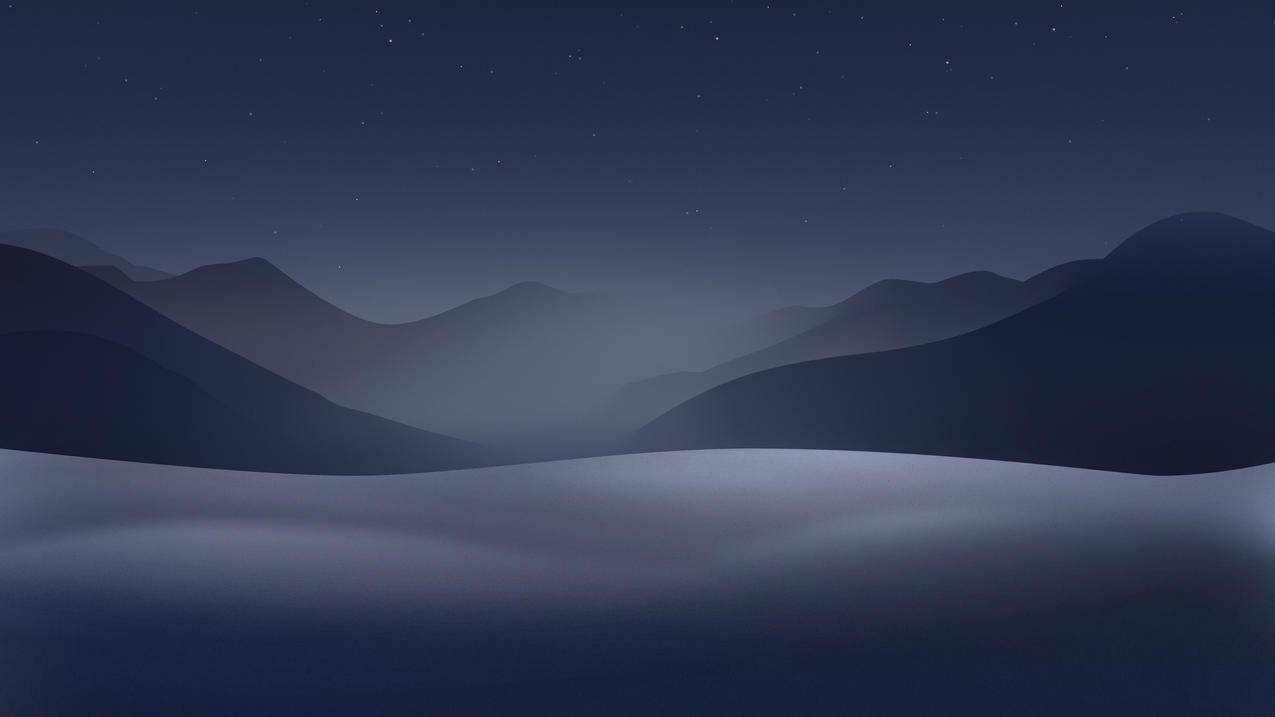 苹果 风景 夜晚 夜景 山脉 极简主义 星星 天空 简约 4K壁纸