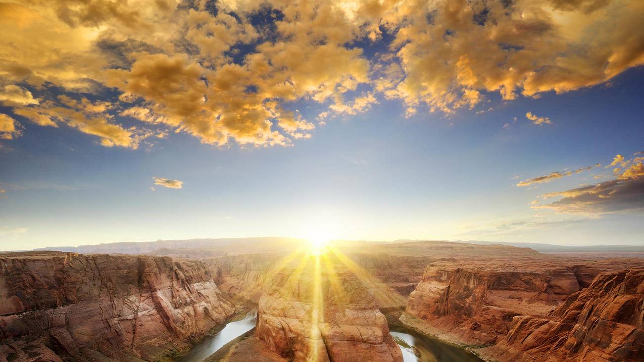 大峡谷刺眼的阳光5k图片