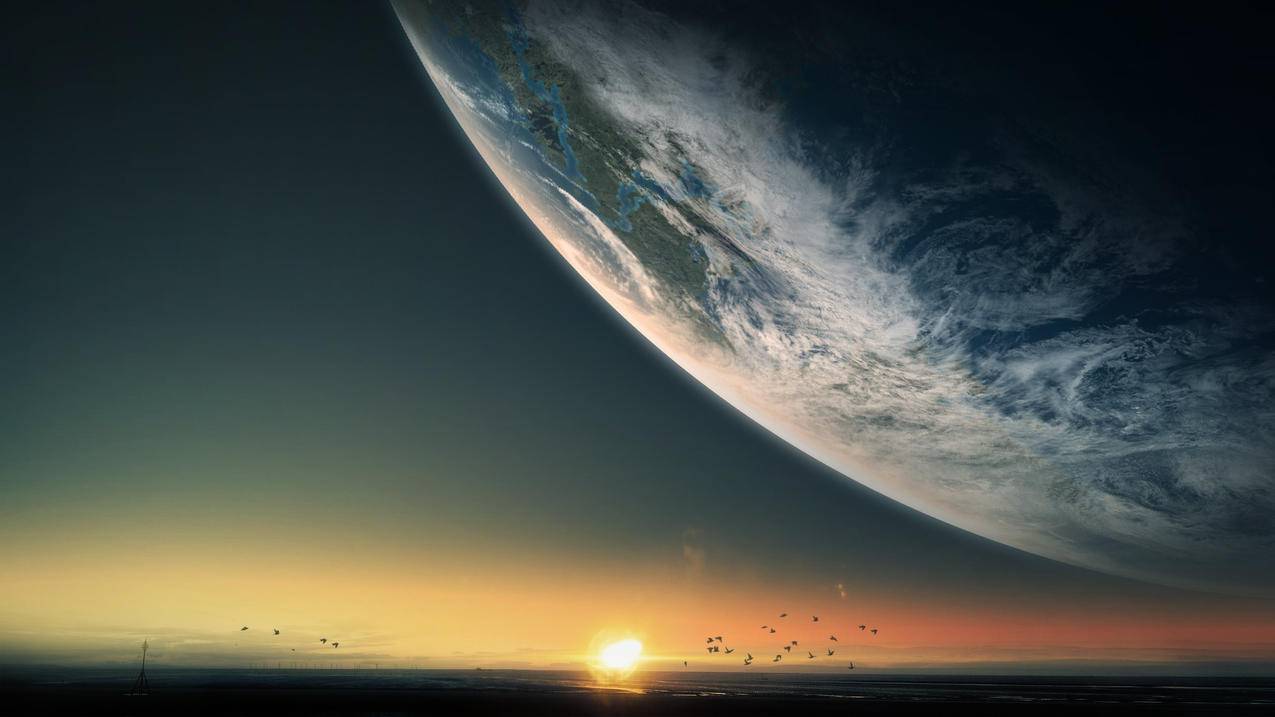 星球日落4k图片