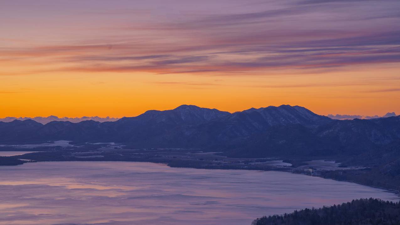 高山 湖面 夕阳 4k风景