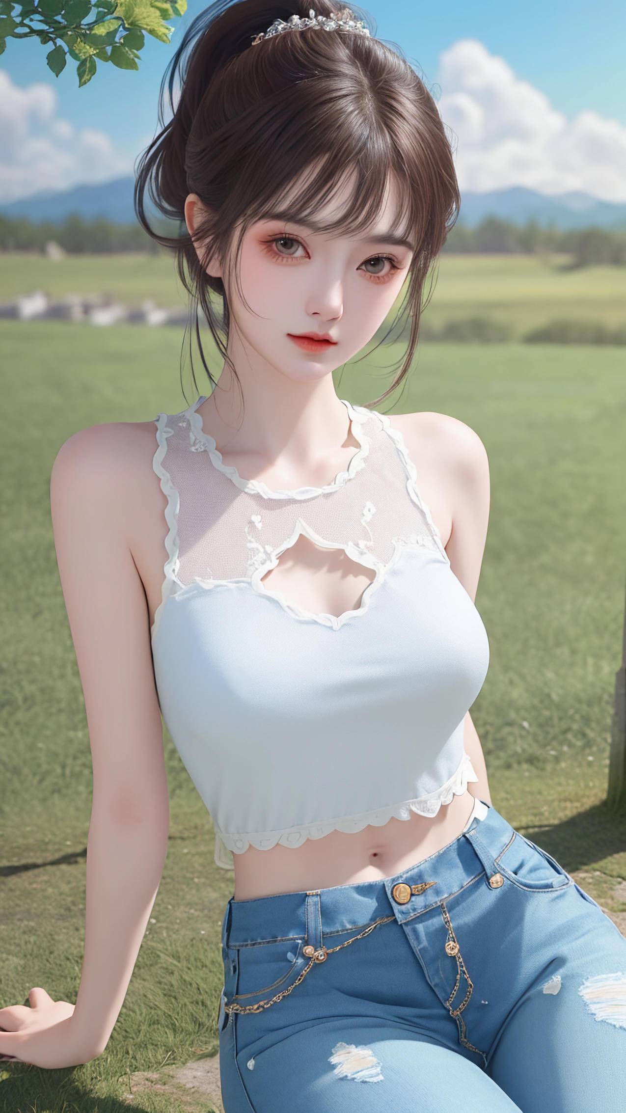 夏天 夏装清新美女 ai绘画 4k高清手机壁纸