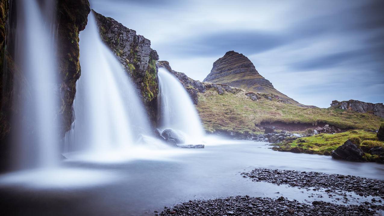 冰岛瀑布风光4k壁纸