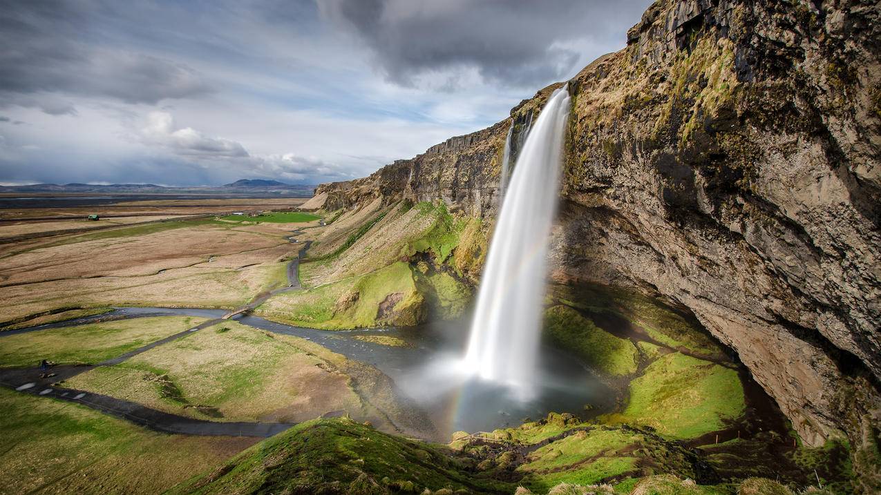 冰岛 塞里雅兰瀑布 4k风景高清壁纸