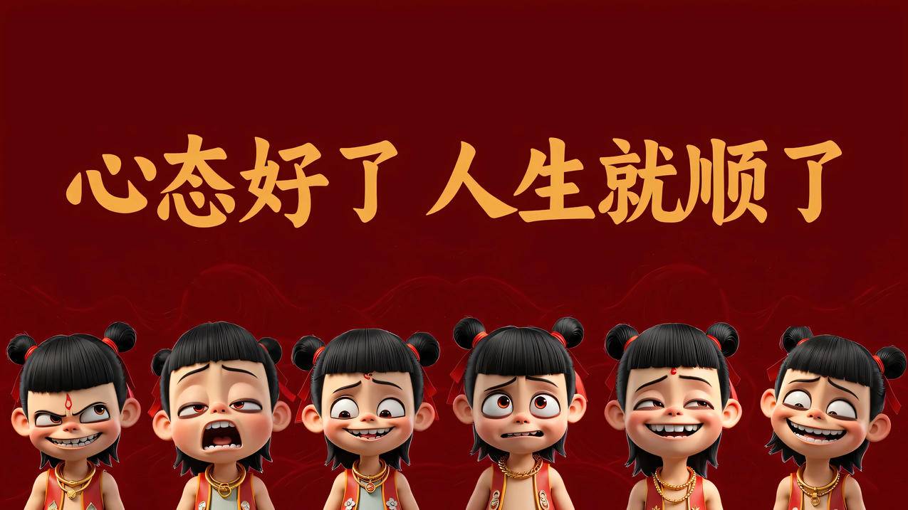 心态好了人生就顺了 哪吒 打工人 4K壁纸 3840x2160
