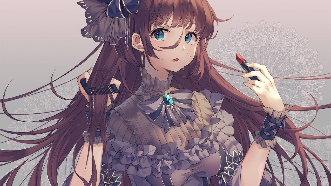 动漫少女 口红 梳子 4K高清动漫壁纸