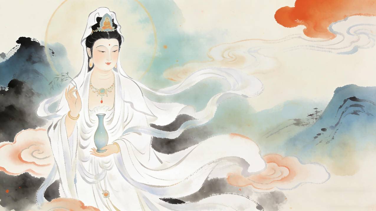 观音菩萨 慈悲 4k水墨风