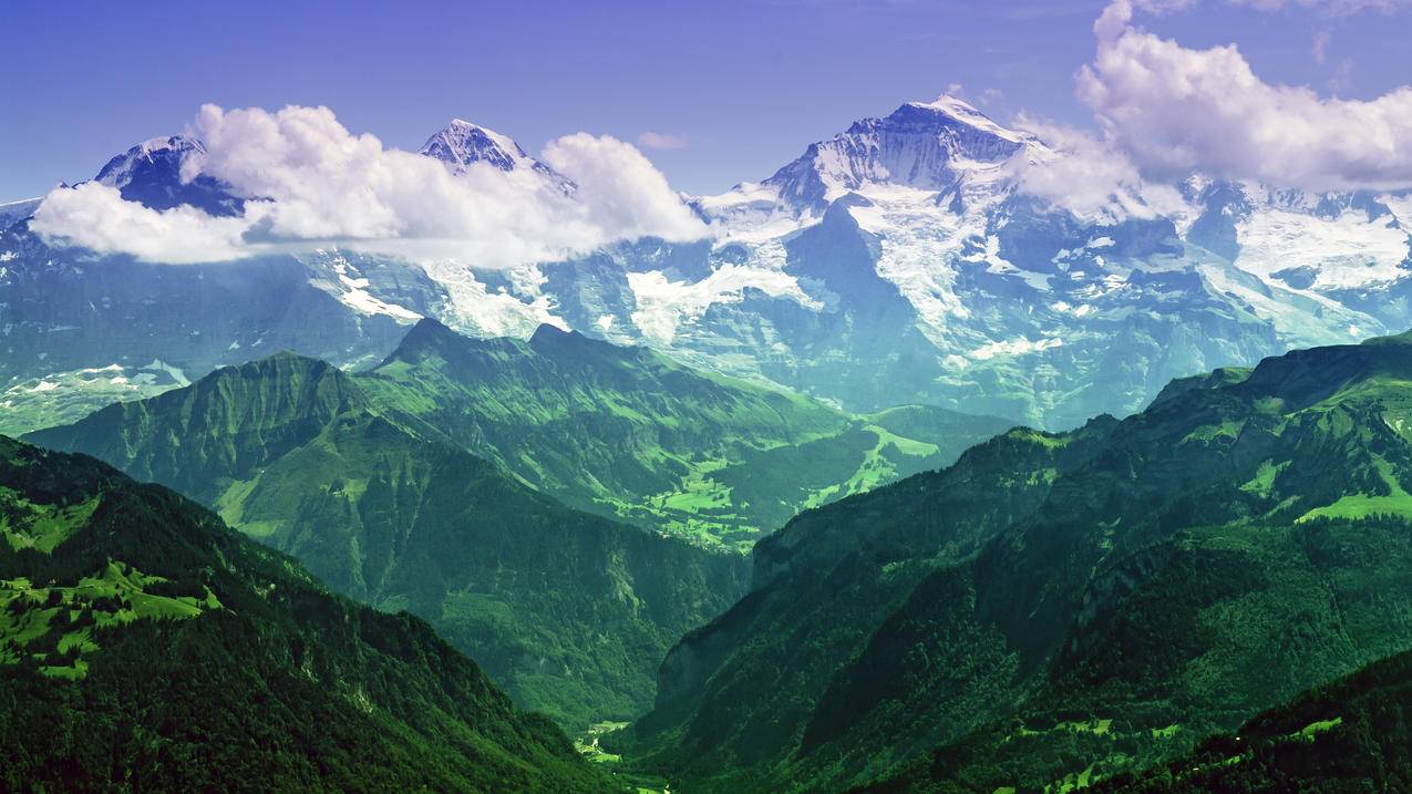 瑞士伯尔尼阿尔卑斯山少女峰风景4k壁纸
