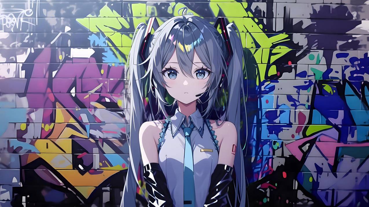 初音未来涂鸦墙4K壁纸