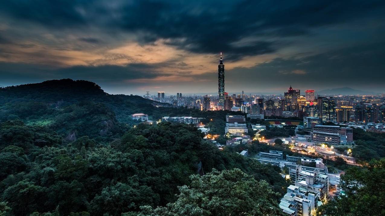 风景城市夜景台湾台北101大厦印象台北高清壁纸
